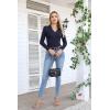 imageVICHYIE Womens Long Sleeve Shirts Lapel V Neck Slim Fitted Ribbed Knit Trendy Tight Polo TopsLong Navy Blue