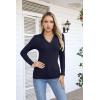imageVICHYIE Womens Long Sleeve Shirts Lapel V Neck Slim Fitted Ribbed Knit Trendy Tight Polo TopsLong Navy Blue