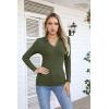 imageVICHYIE Womens Long Sleeve Shirts Lapel V Neck Slim Fitted Ribbed Knit Trendy Tight Polo TopsLongarmy Green
