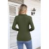 imageVICHYIE Womens Long Sleeve Shirts Lapel V Neck Slim Fitted Ribbed Knit Trendy Tight Polo TopsLongarmy Green