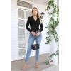 imageVICHYIE Womens Long Sleeve Shirts Lapel V Neck Slim Fitted Ribbed Knit Trendy Tight Polo TopsLongblack