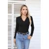 imageVICHYIE Womens Long Sleeve Shirts Lapel V Neck Slim Fitted Ribbed Knit Trendy Tight Polo TopsLongblack