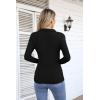 imageVICHYIE Womens Long Sleeve Shirts Lapel V Neck Slim Fitted Ribbed Knit Trendy Tight Polo TopsLongblack