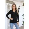 imageVICHYIE Womens Long Sleeve Shirts Lapel V Neck Slim Fitted Ribbed Knit Trendy Tight Polo TopsLongblack