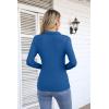 imageVICHYIE Womens Long Sleeve Shirts Lapel V Neck Slim Fitted Ribbed Knit Trendy Tight Polo TopsLongblue
