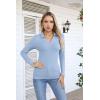 imageVICHYIE Womens Long Sleeve Shirts Lapel V Neck Slim Fitted Ribbed Knit Trendy Tight Polo TopsLongblue Grey