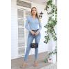 imageVICHYIE Womens Long Sleeve Shirts Lapel V Neck Slim Fitted Ribbed Knit Trendy Tight Polo TopsLongblue Grey
