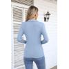 imageVICHYIE Womens Long Sleeve Shirts Lapel V Neck Slim Fitted Ribbed Knit Trendy Tight Polo TopsLongblue Grey