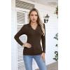 imageVICHYIE Womens Long Sleeve Shirts Lapel V Neck Slim Fitted Ribbed Knit Trendy Tight Polo TopsLongbrown