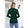imageVICHYIE Womens Long Sleeve Shirts Lapel V Neck Slim Fitted Ribbed Knit Trendy Tight Polo TopsLongdark Green