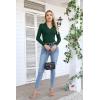 imageVICHYIE Womens Long Sleeve Shirts Lapel V Neck Slim Fitted Ribbed Knit Trendy Tight Polo TopsLongdark Green