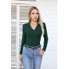 imageVICHYIE Womens Long Sleeve Shirts Lapel V Neck Slim Fitted Ribbed Knit Trendy Tight Polo TopsLongdark Green