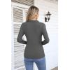 imageVICHYIE Womens Long Sleeve Shirts Lapel V Neck Slim Fitted Ribbed Knit Trendy Tight Polo TopsLongdark Grey