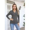 imageVICHYIE Womens Long Sleeve Shirts Lapel V Neck Slim Fitted Ribbed Knit Trendy Tight Polo TopsLongdark Grey
