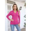 imageVICHYIE Womens Long Sleeve Shirts Lapel V Neck Slim Fitted Ribbed Knit Trendy Tight Polo TopsLonghot Pink