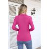 imageVICHYIE Womens Long Sleeve Shirts Lapel V Neck Slim Fitted Ribbed Knit Trendy Tight Polo TopsLonghot Pink