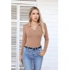 imageVICHYIE Womens Long Sleeve Shirts Lapel V Neck Slim Fitted Ribbed Knit Trendy Tight Polo TopsLongkhaki