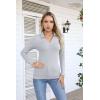 imageVICHYIE Womens Long Sleeve Shirts Lapel V Neck Slim Fitted Ribbed Knit Trendy Tight Polo TopsLonglight Grey