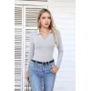 imageVICHYIE Womens Long Sleeve Shirts Lapel V Neck Slim Fitted Ribbed Knit Trendy Tight Polo TopsLonglight Grey
