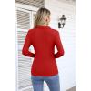 imageVICHYIE Womens Long Sleeve Shirts Lapel V Neck Slim Fitted Ribbed Knit Trendy Tight Polo TopsLongred