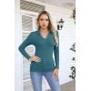 imageVICHYIE Womens Long Sleeve Shirts Lapel V Neck Slim Fitted Ribbed Knit Trendy Tight Polo TopsLongteal