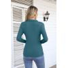 imageVICHYIE Womens Long Sleeve Shirts Lapel V Neck Slim Fitted Ribbed Knit Trendy Tight Polo TopsLongteal