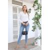 imageVICHYIE Womens Long Sleeve Shirts Lapel V Neck Slim Fitted Ribbed Knit Trendy Tight Polo TopsLongwhite