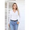 imageVICHYIE Womens Long Sleeve Shirts Lapel V Neck Slim Fitted Ribbed Knit Trendy Tight Polo TopsLongwhite