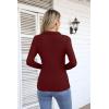 imageVICHYIE Womens Long Sleeve Shirts Lapel V Neck Slim Fitted Ribbed Knit Trendy Tight Polo TopsLongwine Red