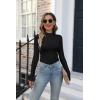 imageVICHYIE Womens Mock Neck Ribbed Long Sleeve Shirts Fall Slim Fitted TopsBlack