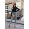 imageVICHYIE Womens Mock Neck Ribbed Long Sleeve Shirts Fall Slim Fitted TopsBlack