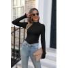 imageVICHYIE Womens Mock Neck Ribbed Long Sleeve Shirts Fall Slim Fitted TopsBlack