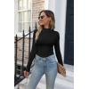 imageVICHYIE Womens Mock Neck Ribbed Long Sleeve Shirts Fall Slim Fitted TopsBlack