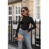 imageVICHYIE Womens Mock Neck Ribbed Long Sleeve Shirts Fall Slim Fitted TopsBlack