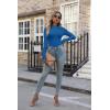 imageVICHYIE Womens Mock Neck Ribbed Long Sleeve Shirts Fall Slim Fitted TopsBlue