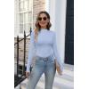 imageVICHYIE Womens Mock Neck Ribbed Long Sleeve Shirts Fall Slim Fitted TopsBlue Grey
