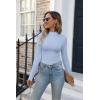 imageVICHYIE Womens Mock Neck Ribbed Long Sleeve Shirts Fall Slim Fitted TopsBlue Grey