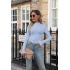 imageVICHYIE Womens Mock Neck Ribbed Long Sleeve Shirts Fall Slim Fitted TopsBlue Grey