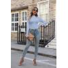 imageVICHYIE Womens Mock Neck Ribbed Long Sleeve Shirts Fall Slim Fitted TopsBlue Grey