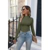 imageVICHYIE Womens Mock Neck Ribbed Long Sleeve Shirts Fall Slim Fitted TopsGreen