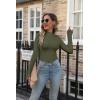 imageVICHYIE Womens Mock Neck Ribbed Long Sleeve Shirts Fall Slim Fitted TopsGreen