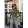 imageVICHYIE Womens Mock Neck Ribbed Long Sleeve Shirts Fall Slim Fitted TopsGreen