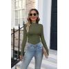 imageVICHYIE Womens Mock Neck Ribbed Long Sleeve Shirts Fall Slim Fitted TopsGreen