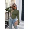 imageVICHYIE Womens Mock Neck Ribbed Long Sleeve Shirts Fall Slim Fitted TopsGreen