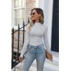 imageVICHYIE Womens Mock Neck Ribbed Long Sleeve Shirts Fall Slim Fitted TopsGrey