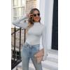 imageVICHYIE Womens Mock Neck Ribbed Long Sleeve Shirts Fall Slim Fitted TopsGrey