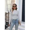 imageVICHYIE Womens Mock Neck Ribbed Long Sleeve Shirts Fall Slim Fitted TopsGrey