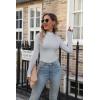 imageVICHYIE Womens Mock Neck Ribbed Long Sleeve Shirts Fall Slim Fitted TopsGrey