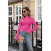 imageVICHYIE Womens Mock Neck Ribbed Long Sleeve Shirts Fall Slim Fitted TopsHot Pink