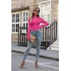 imageVICHYIE Womens Mock Neck Ribbed Long Sleeve Shirts Fall Slim Fitted TopsHot Pink
